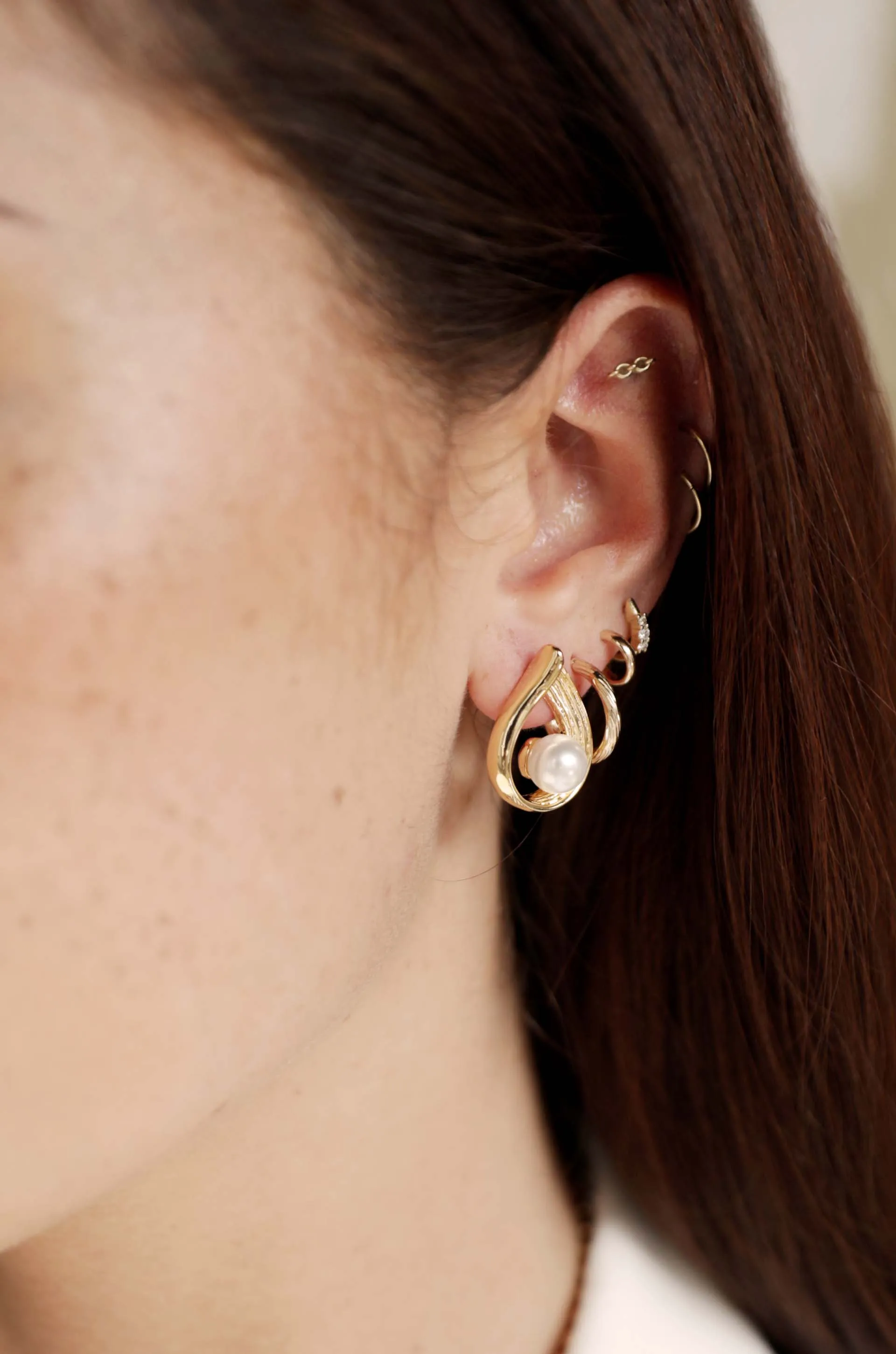 Golden Teardrop and Pearl 18k Gold Plated Earrings