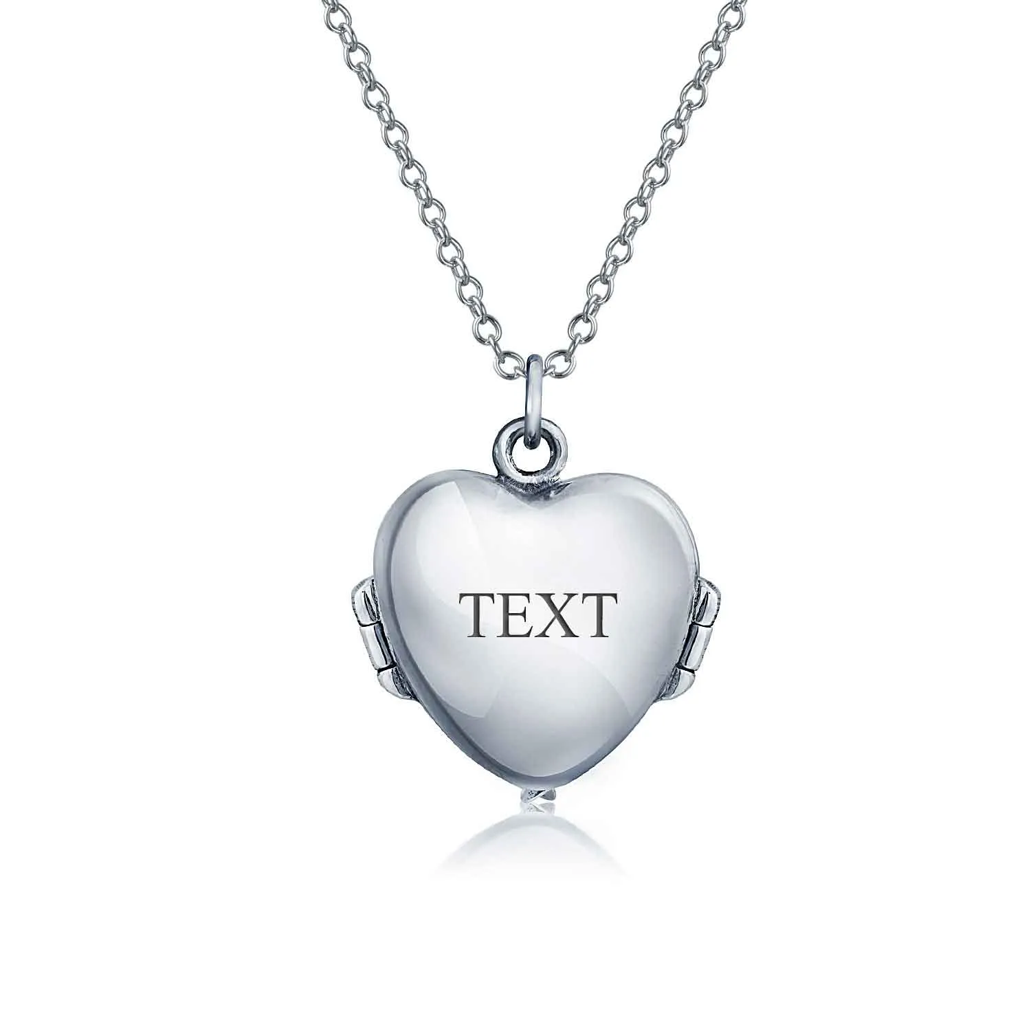 Guardian Angel Wing Heart Keepsake Locket Necklace for Teens Holds Photos Silver