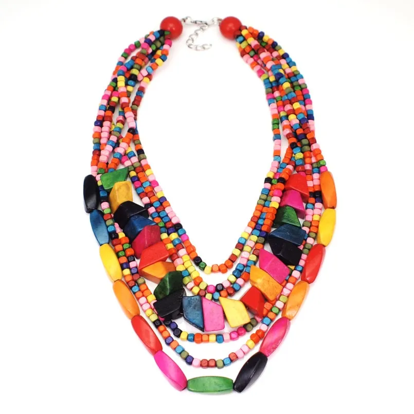 Happy Colorful Bohemian Chic!  Bead Choker Necklaces For Women Handmade Beaded Make A Statement Necklace Jewelry 8 Colors