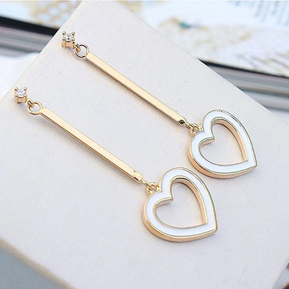 Heart-Shaped Charming Earrings For Women White