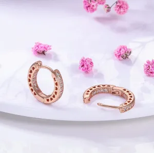 HEART Sparkle Hoop Earrings - Rose Gold