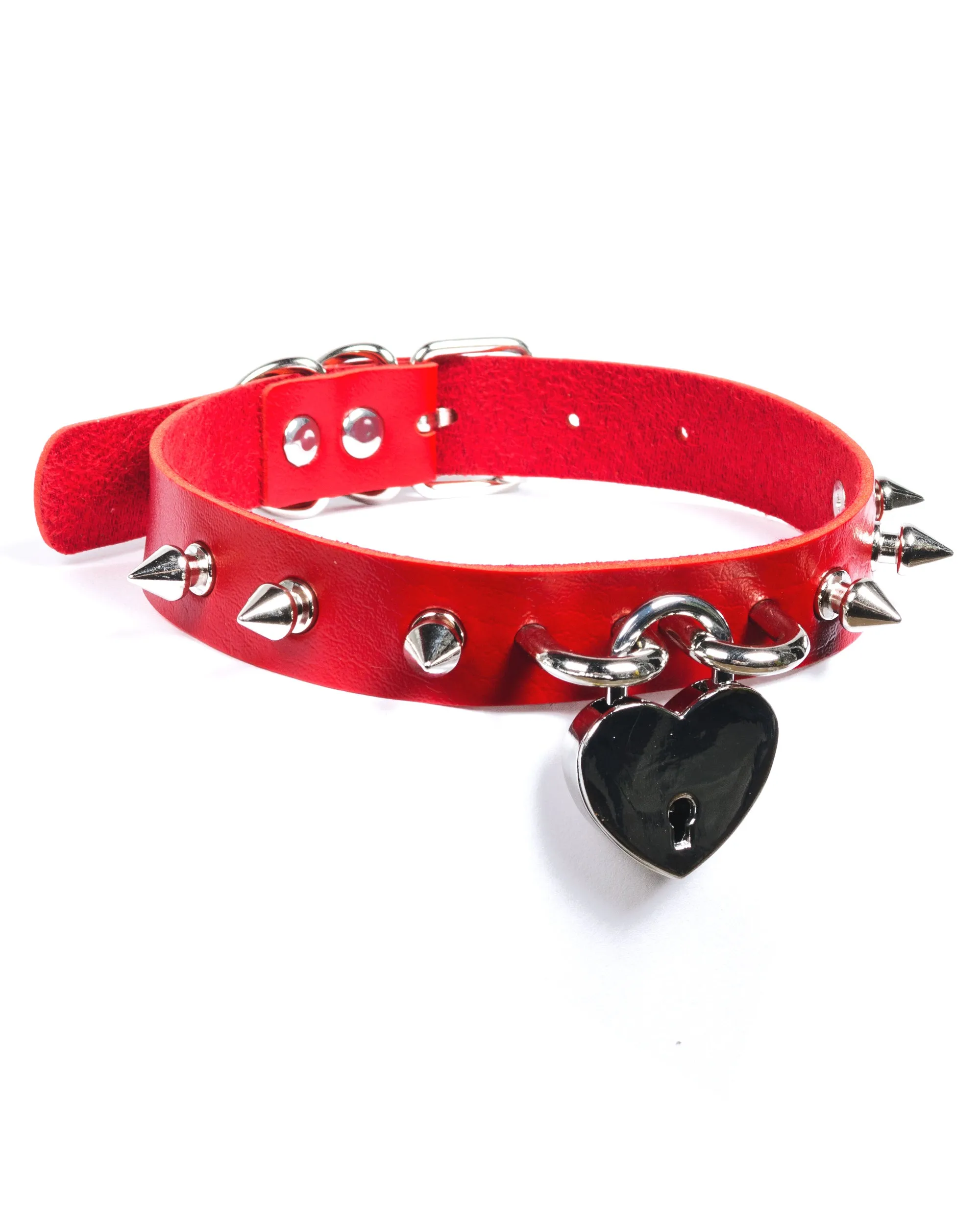 Heart Spiked Padlock Collar
