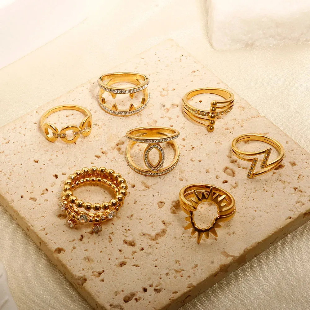 Hollow Round Eyes All Stone Crystal Inlaid Ring