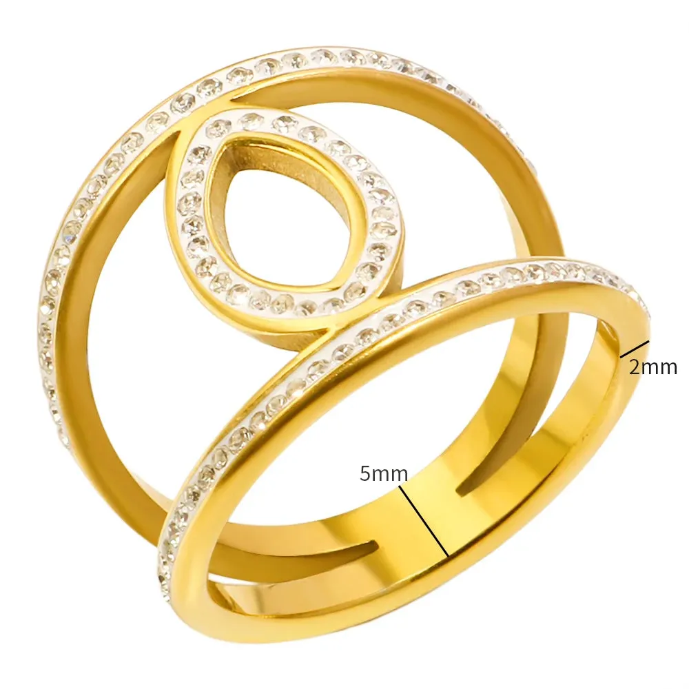 Hollow Round Eyes All Stone Crystal Inlaid Ring