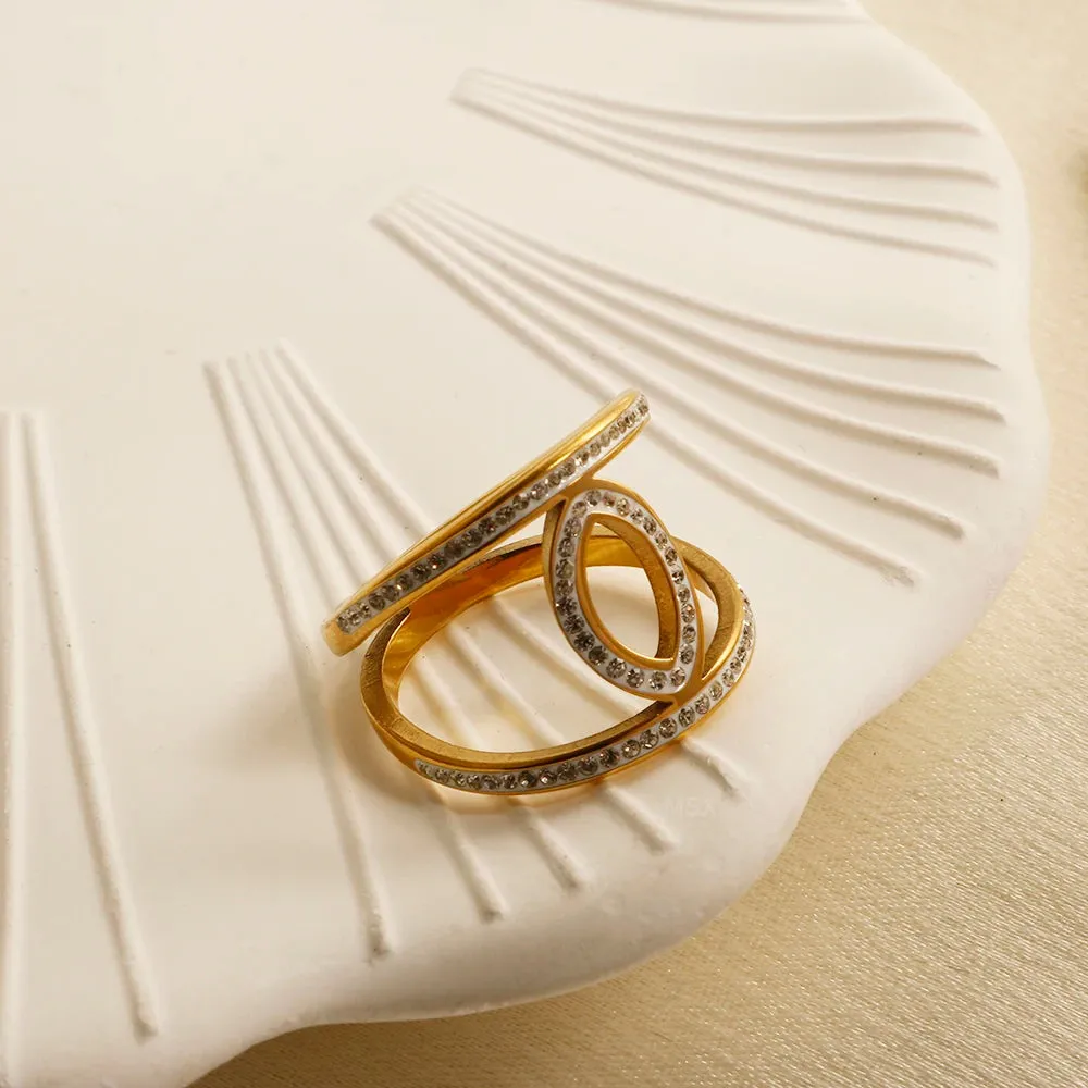 Hollow Round Eyes All Stone Crystal Inlaid Ring