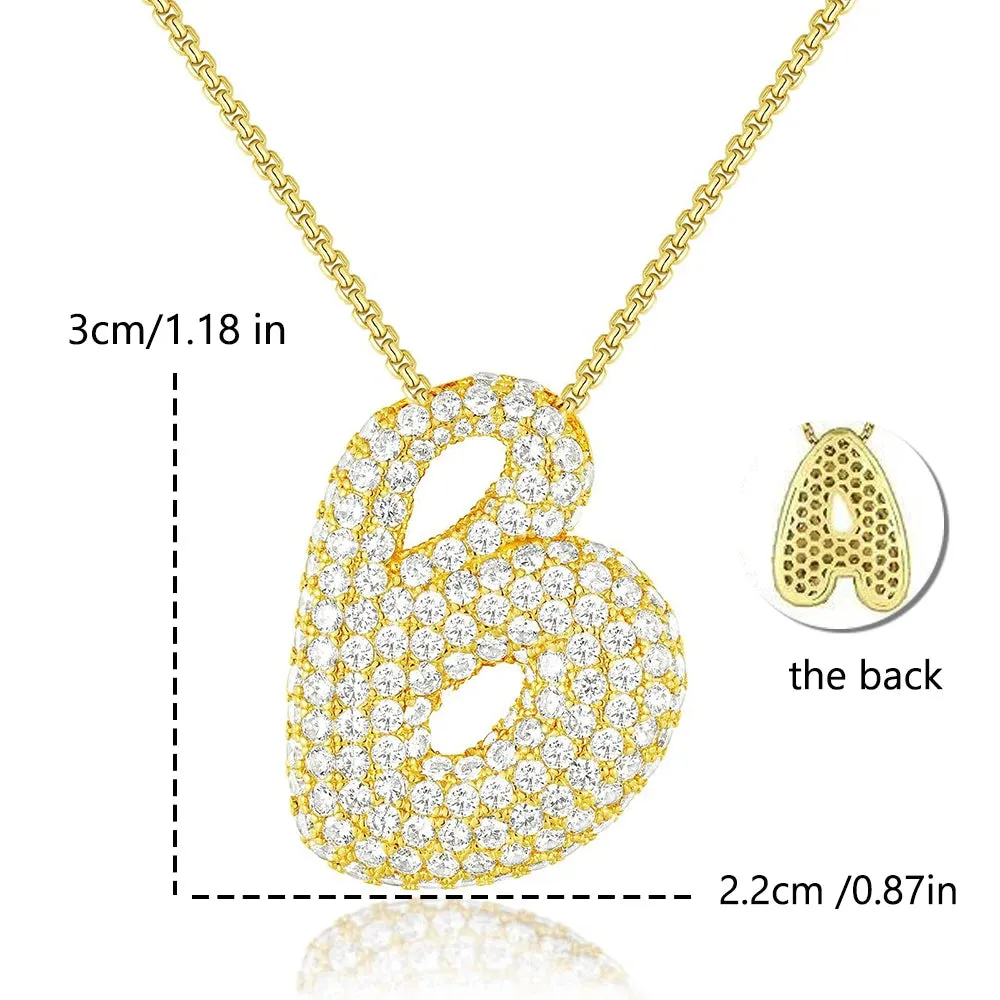 Initial Charm A-Z Pendant Necklace for Men Women Gold Hip Hop