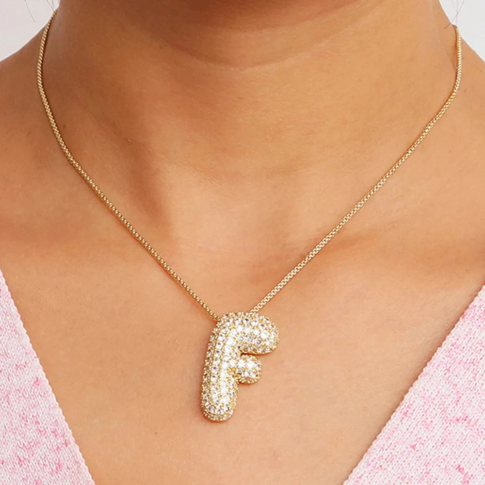 Initial Charm A-Z Pendant Necklace for Men Women Gold Hip Hop