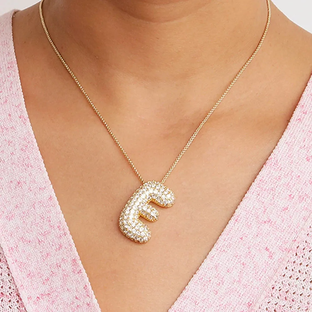 Initial Charm A-Z Pendant Necklace for Men Women Gold Hip Hop