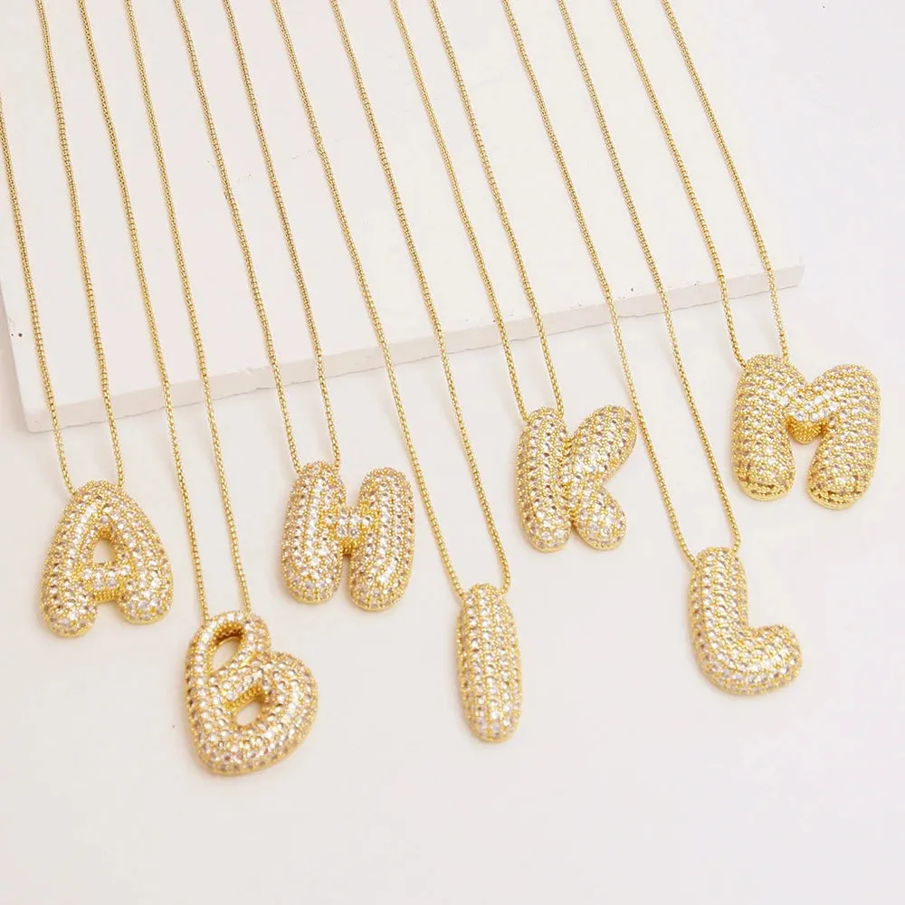 Initial Charm A-Z Pendant Necklace for Men Women Gold Hip Hop