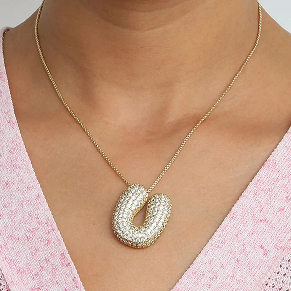 Initial Charm A-Z Pendant Necklace for Men Women Gold Hip Hop