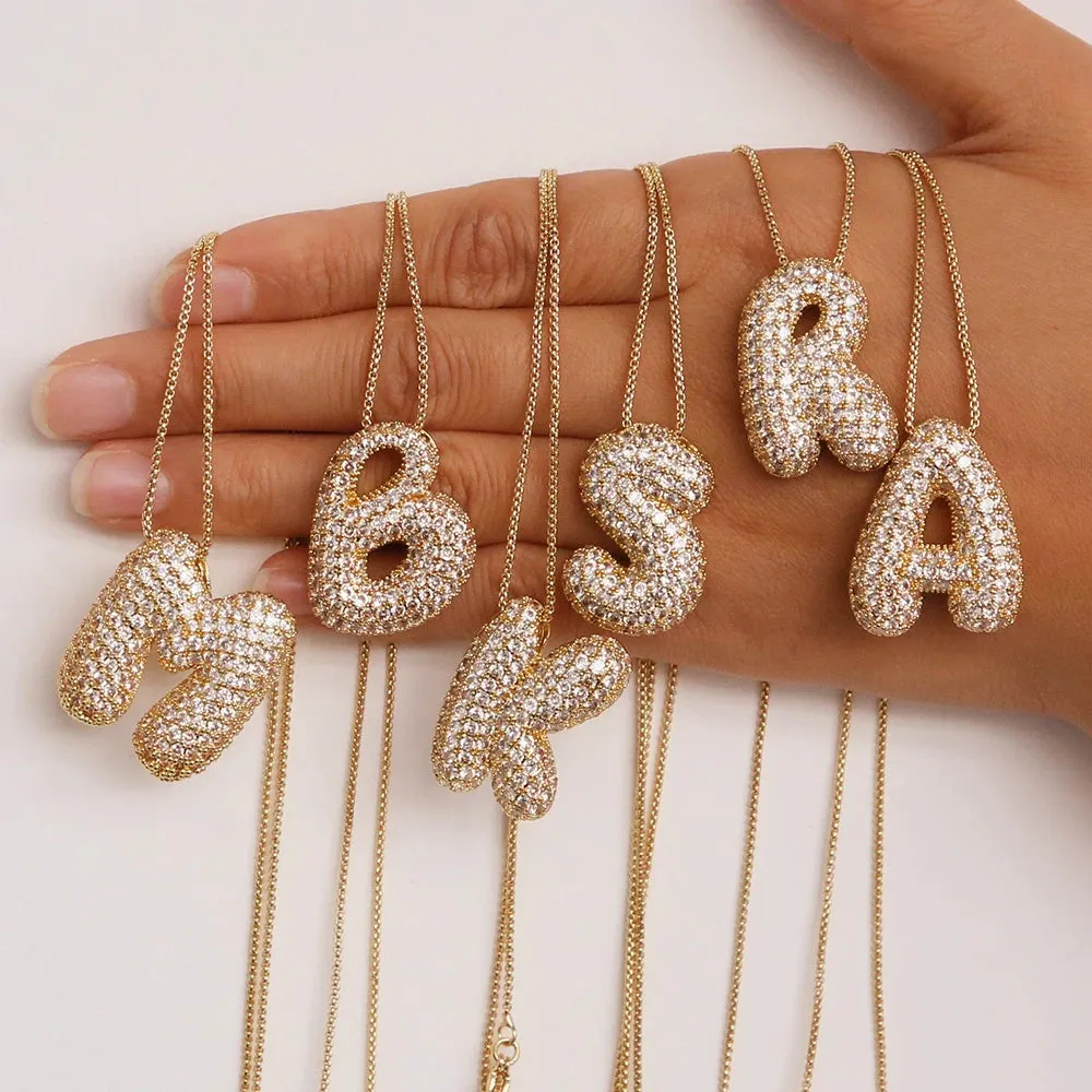 Initial Charm A-Z Pendant Necklace for Men Women Gold Hip Hop