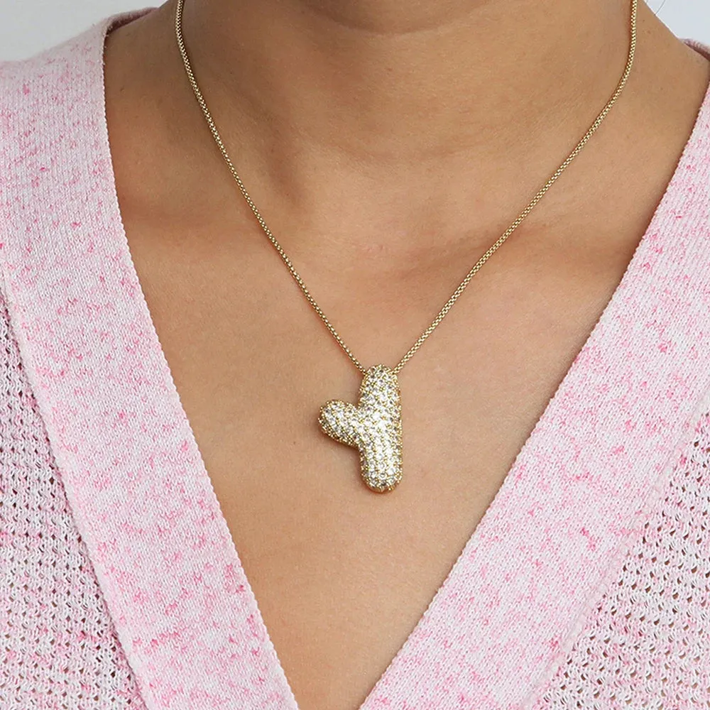 Initial Charm A-Z Pendant Necklace for Men Women Gold Hip Hop