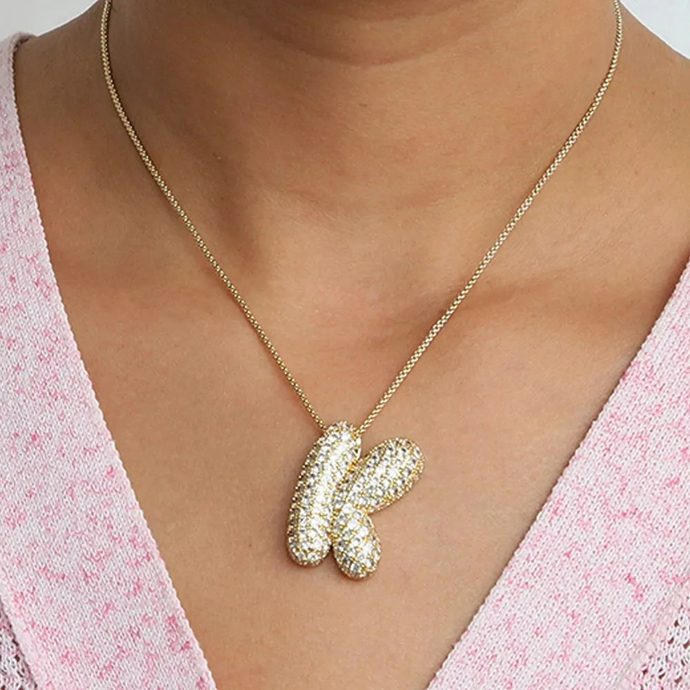 Initial Charm A-Z Pendant Necklace for Men Women Gold Hip Hop