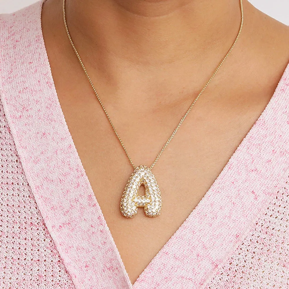 Initial Charm A-Z Pendant Necklace for Men Women Gold Hip Hop
