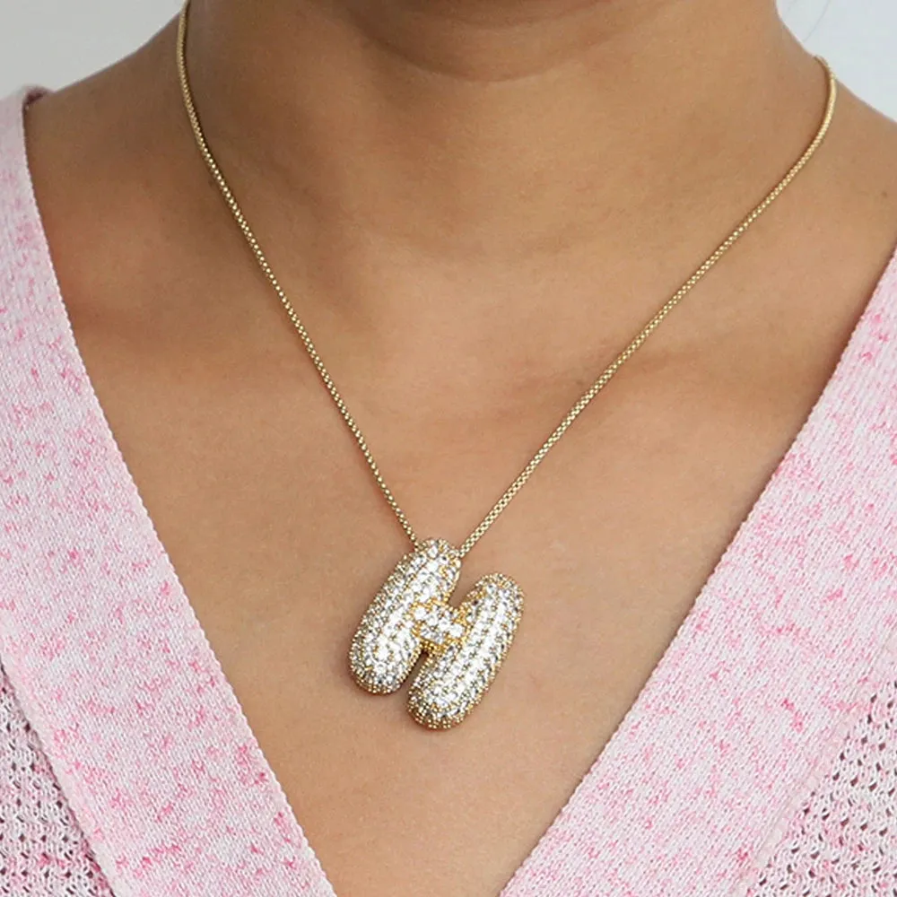 Initial Charm A-Z Pendant Necklace for Men Women Gold Hip Hop