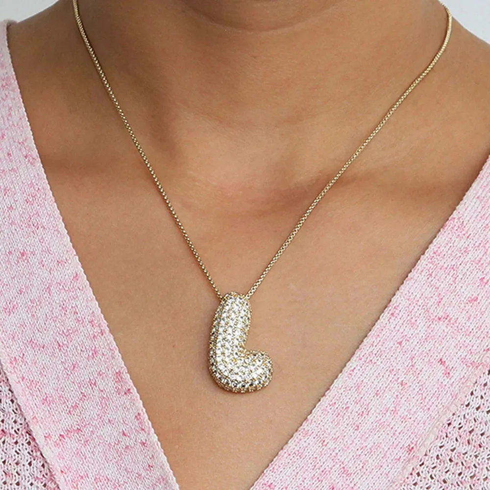 Initial Charm A-Z Pendant Necklace for Men Women Gold Hip Hop