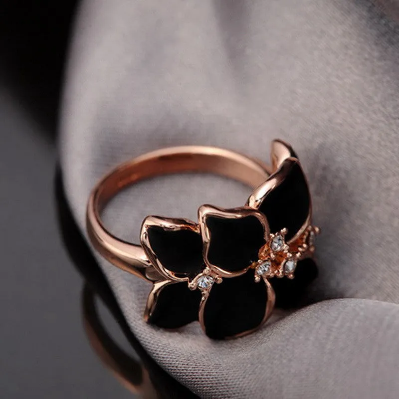 Italina Flower Ring Anel Aneis For Women With Austrian Crystal Stellux