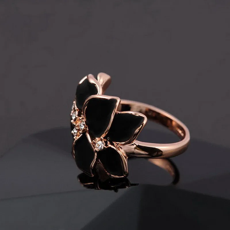 Italina Flower Ring Anel Aneis For Women With Austrian Crystal Stellux