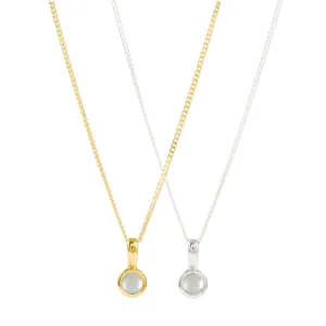 June Birthstone Charm Necklace - Pearl