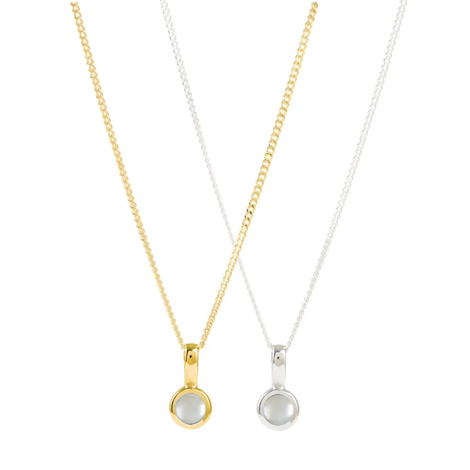 June Birthstone Charm Necklace - Pearl