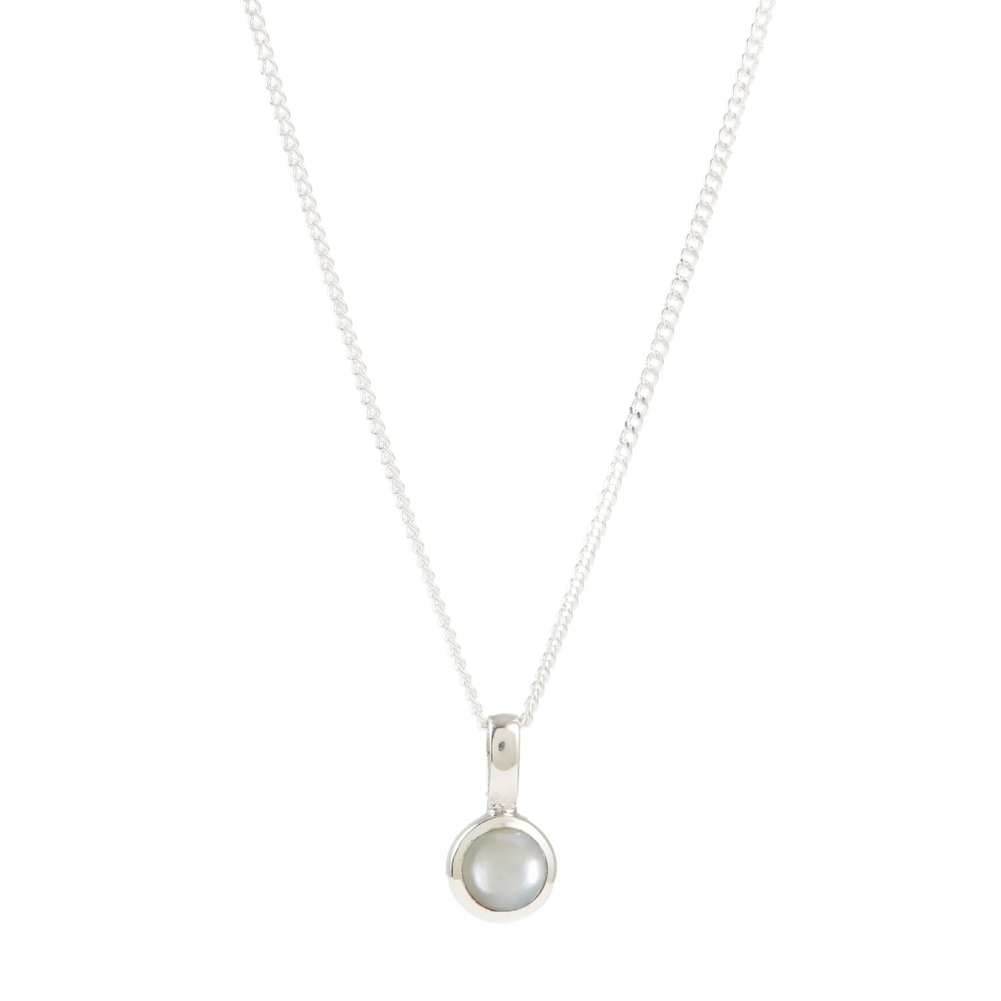 June Birthstone Charm Necklace - Pearl