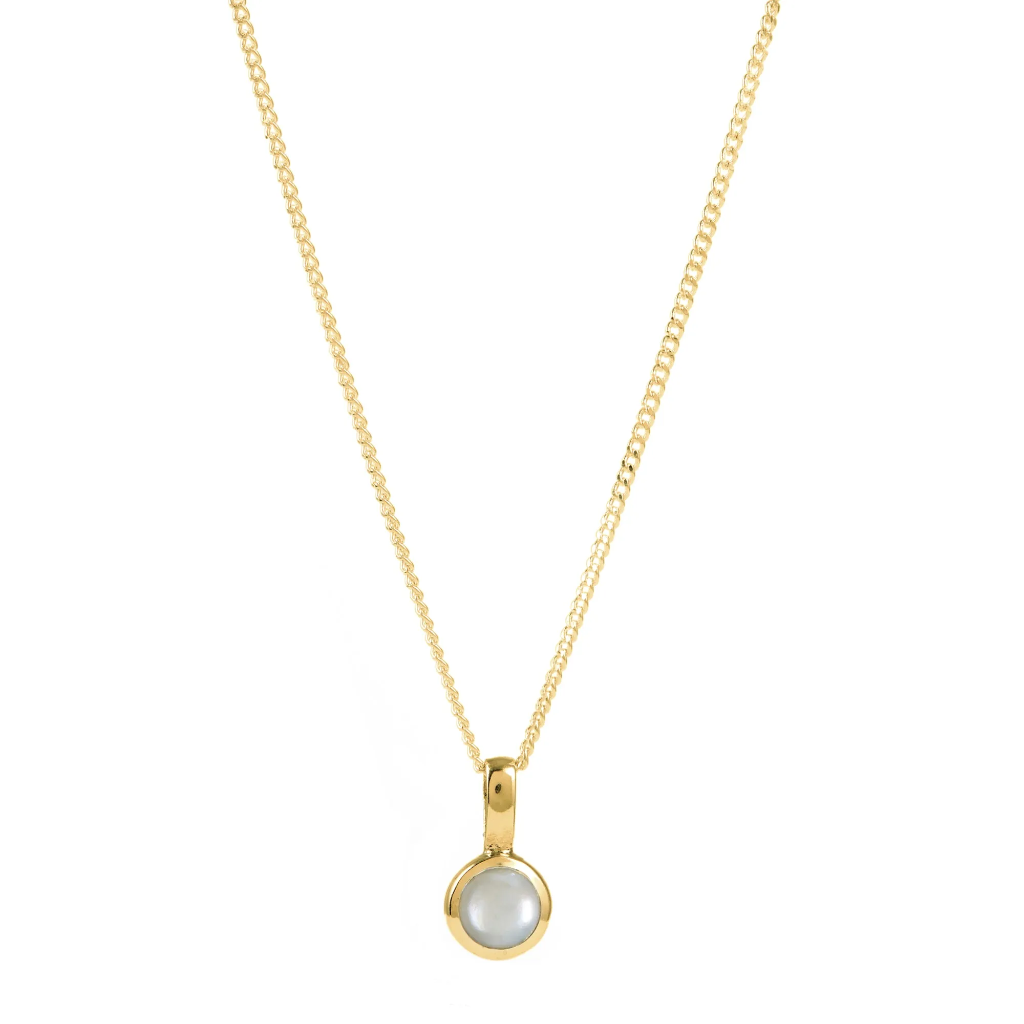June Birthstone Charm Necklace - Pearl