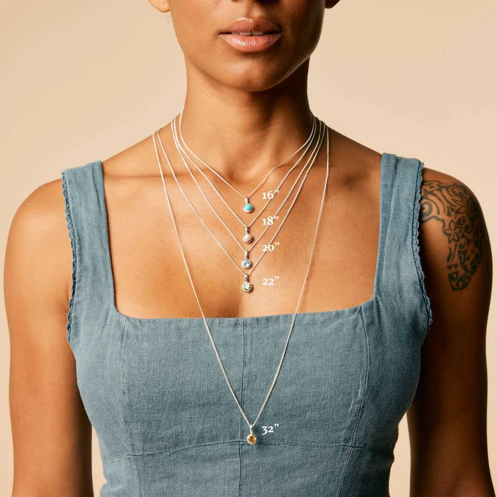 June Birthstone Charm Necklace - Pearl