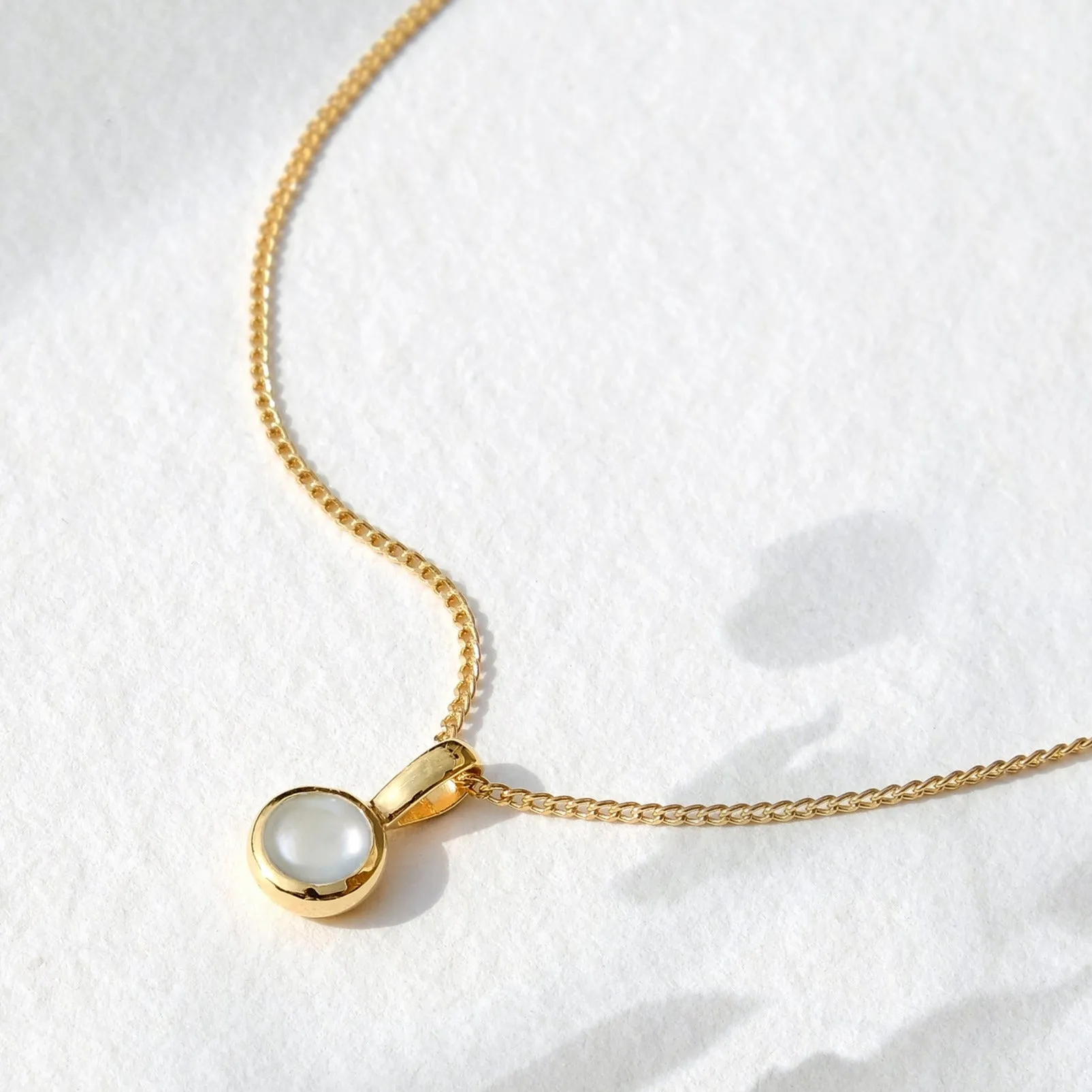 June Birthstone Charm Necklace - Pearl