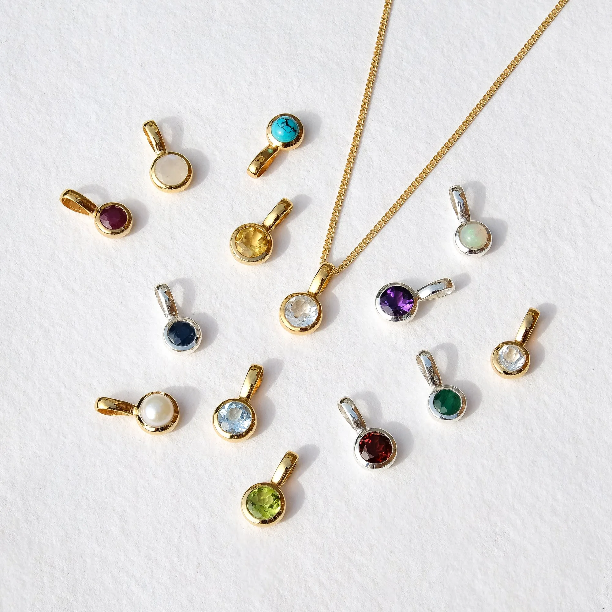 June Birthstone Charm Necklace - Pearl