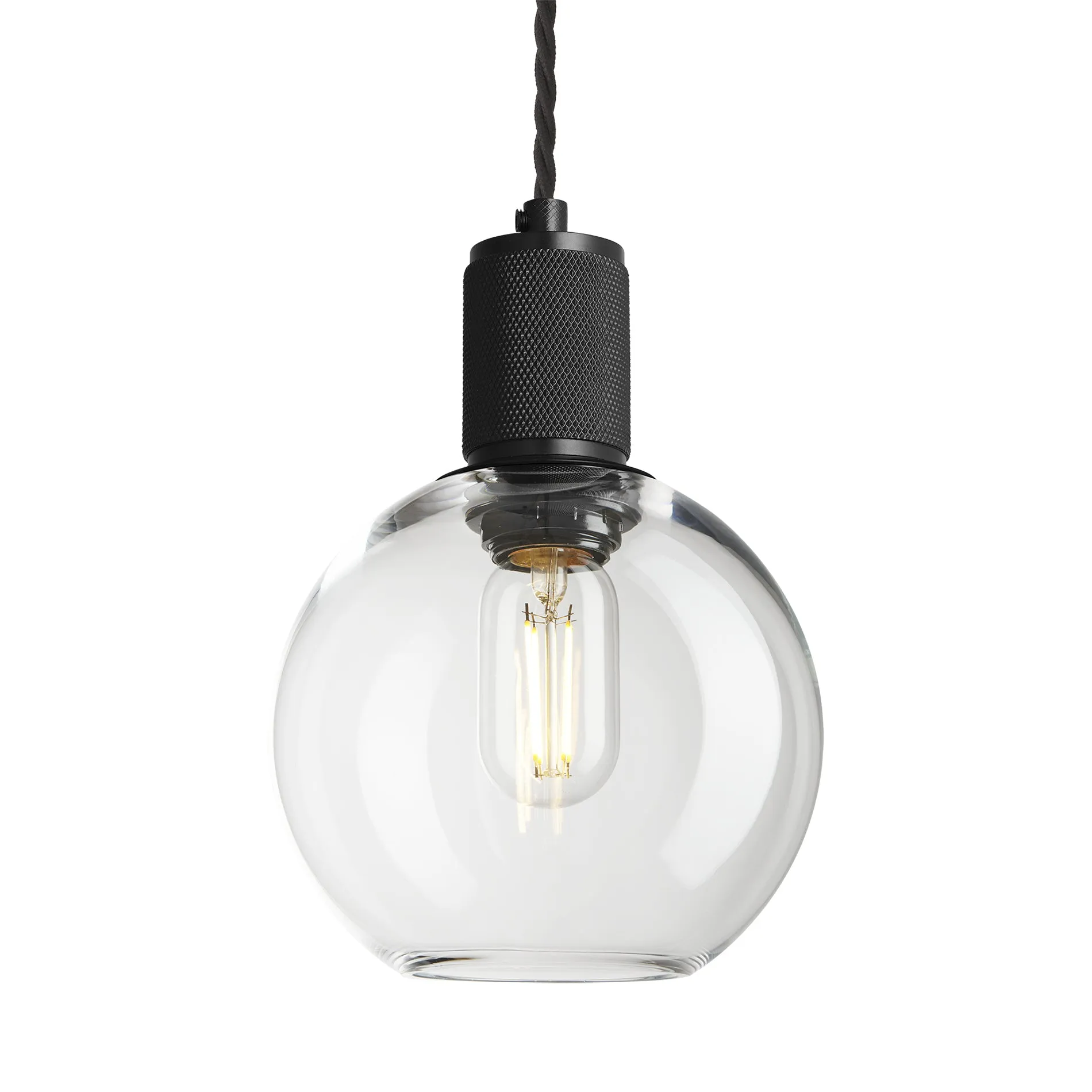 Knurled Glass Globe Pendant Light - 7 Inch - Clear