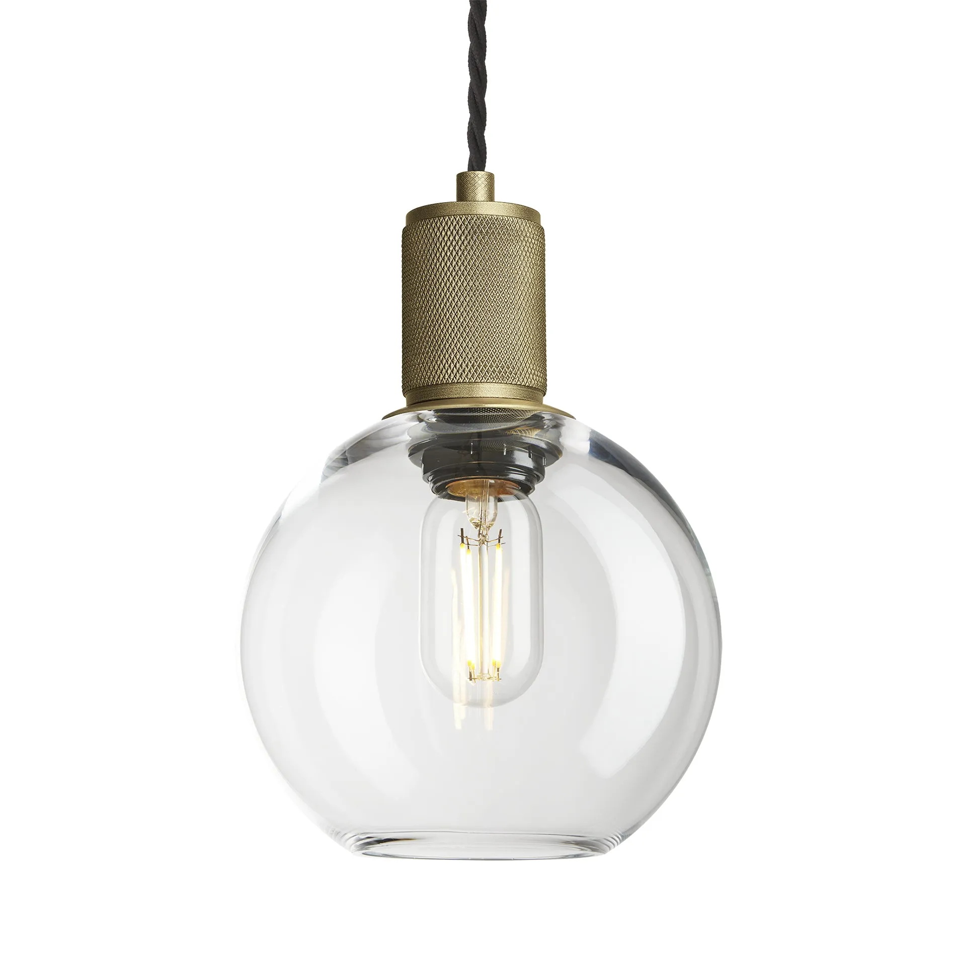 Knurled Glass Globe Pendant Light - 7 Inch - Clear