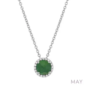 Lafonn Simulated Emerald May Birthstone Halo Necklace