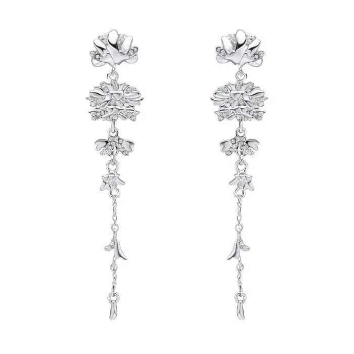 Laura Ashley Wild Meadow Statement Drop Earring Silver Plated