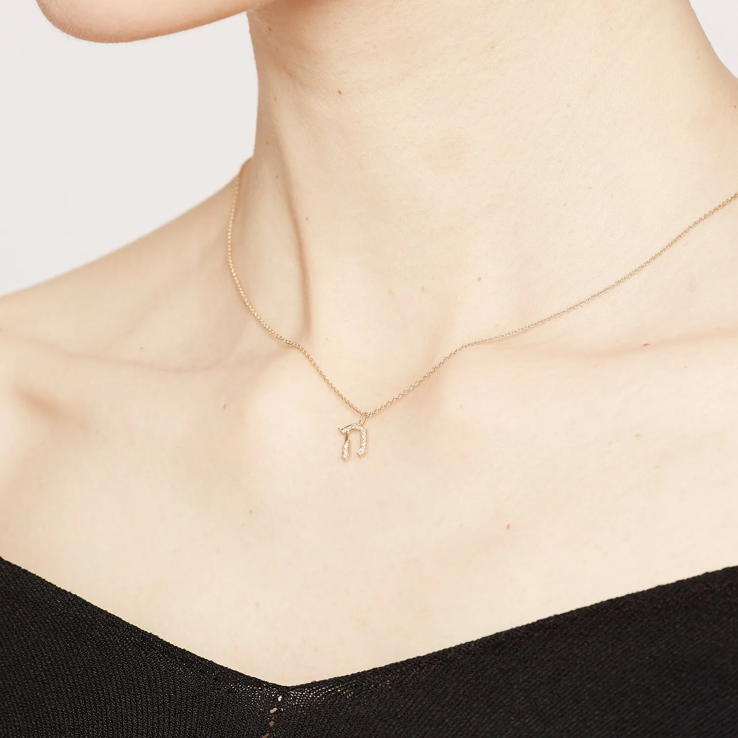 Letter Pendant Small Aleph-Bet Encrusted Pendant White Diamonds