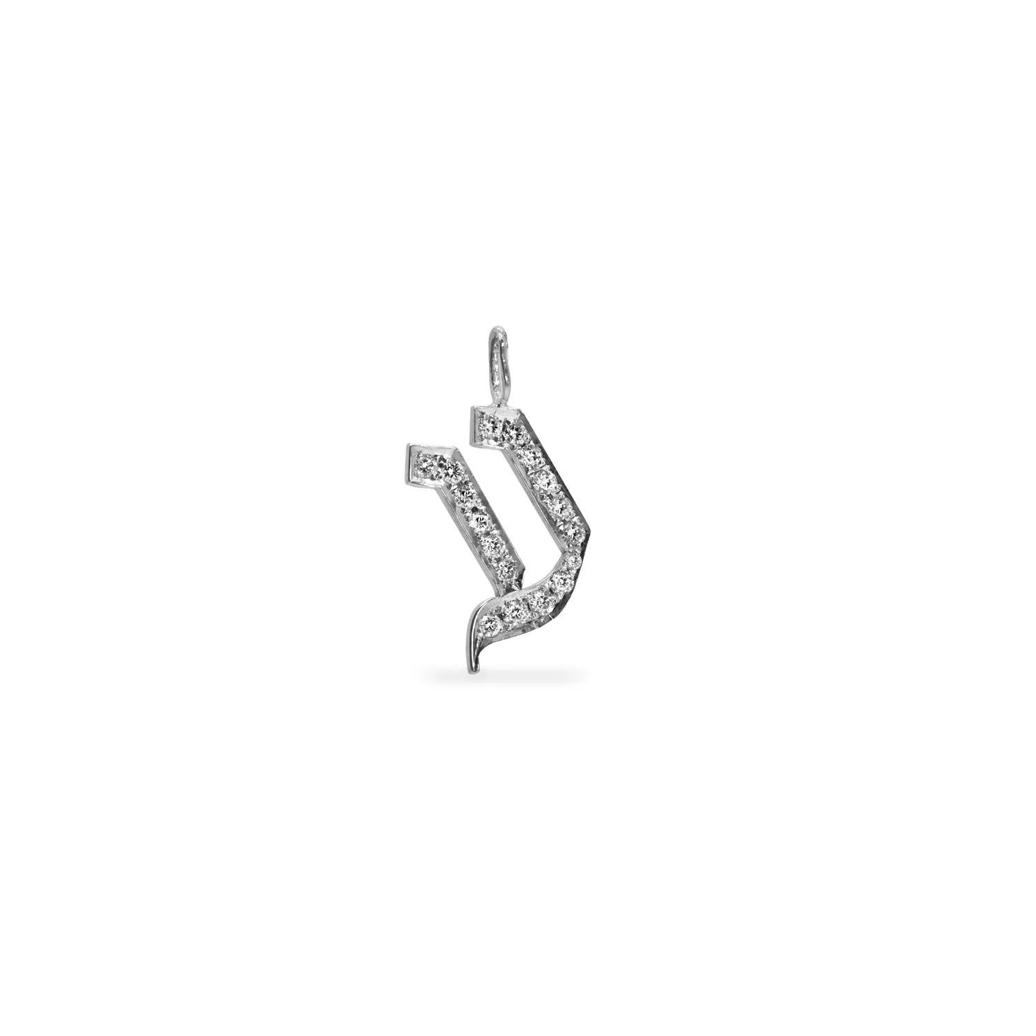 Letter Pendant Small Aleph-Bet Encrusted Pendant White Diamonds