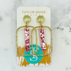 Light Pink Stick Rectangle Hoops Earrings by Taylor Shaye