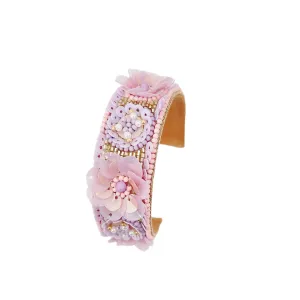 Lillies purple beaded cuff bracelet