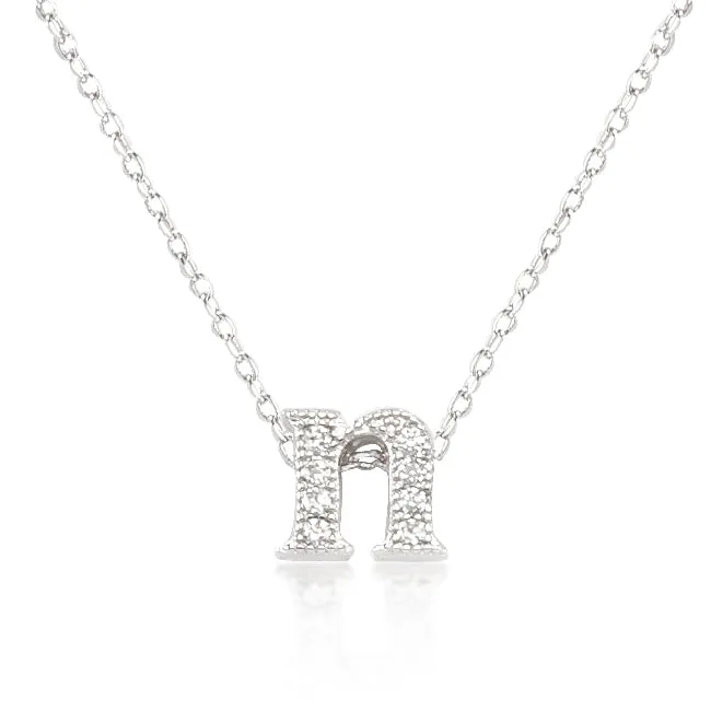LOVCIA Cubic Zirconia Pave Initial N Necklace in Silver Tone