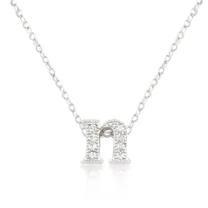 LOVCIA Cubic Zirconia Pave Initial N Necklace in Silver Tone
