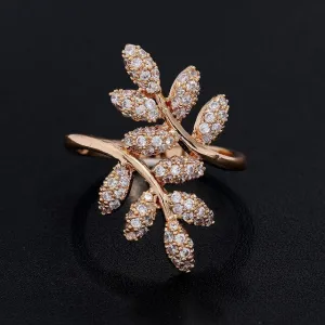 Luxury Promise Zircon Ring 585 Rose Gold Women Wedding Jewelry