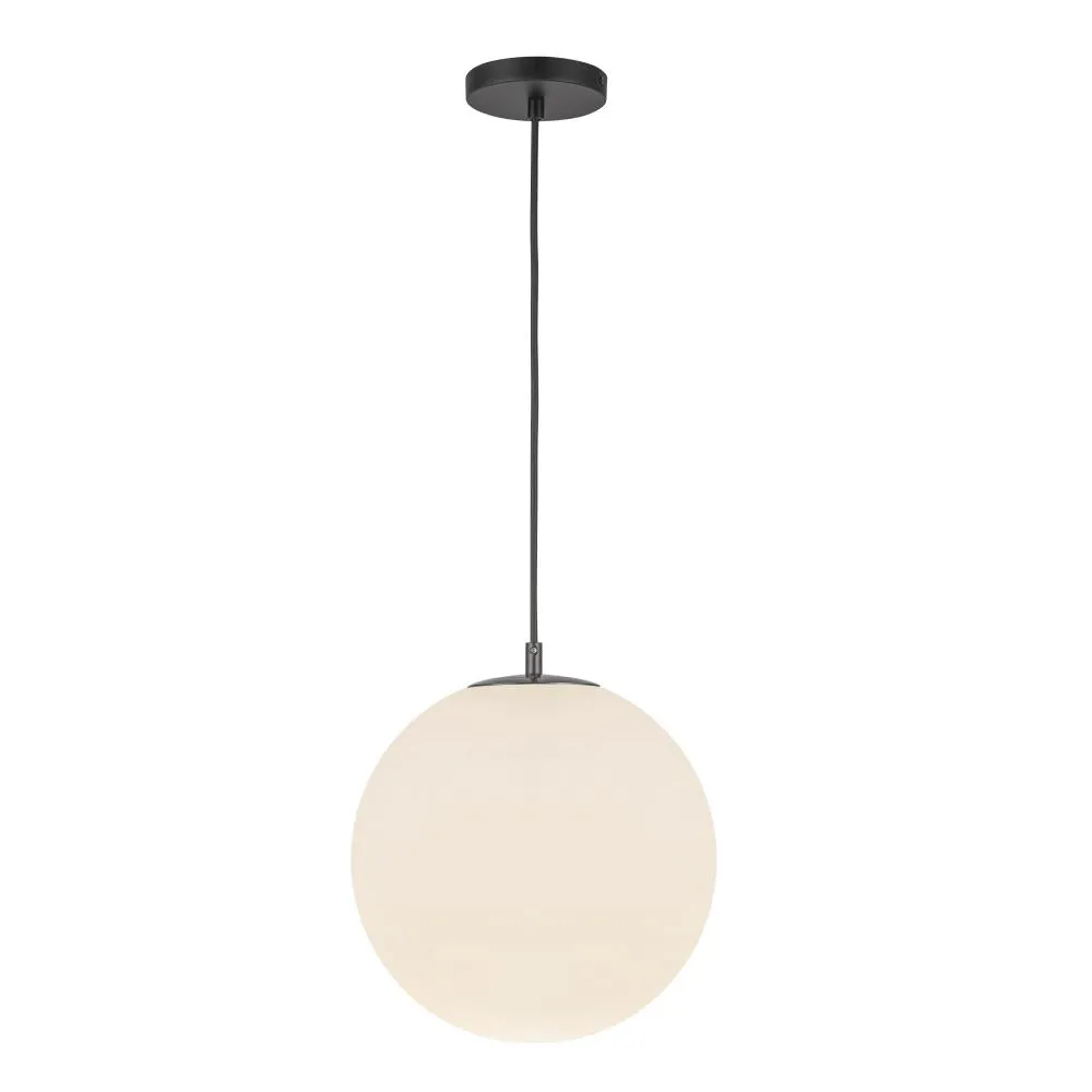 Marco 12-in,196-in Black/Opal Glass Socket Pendant