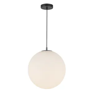 Marco 16-in Black/Opal Glass LED Pendant