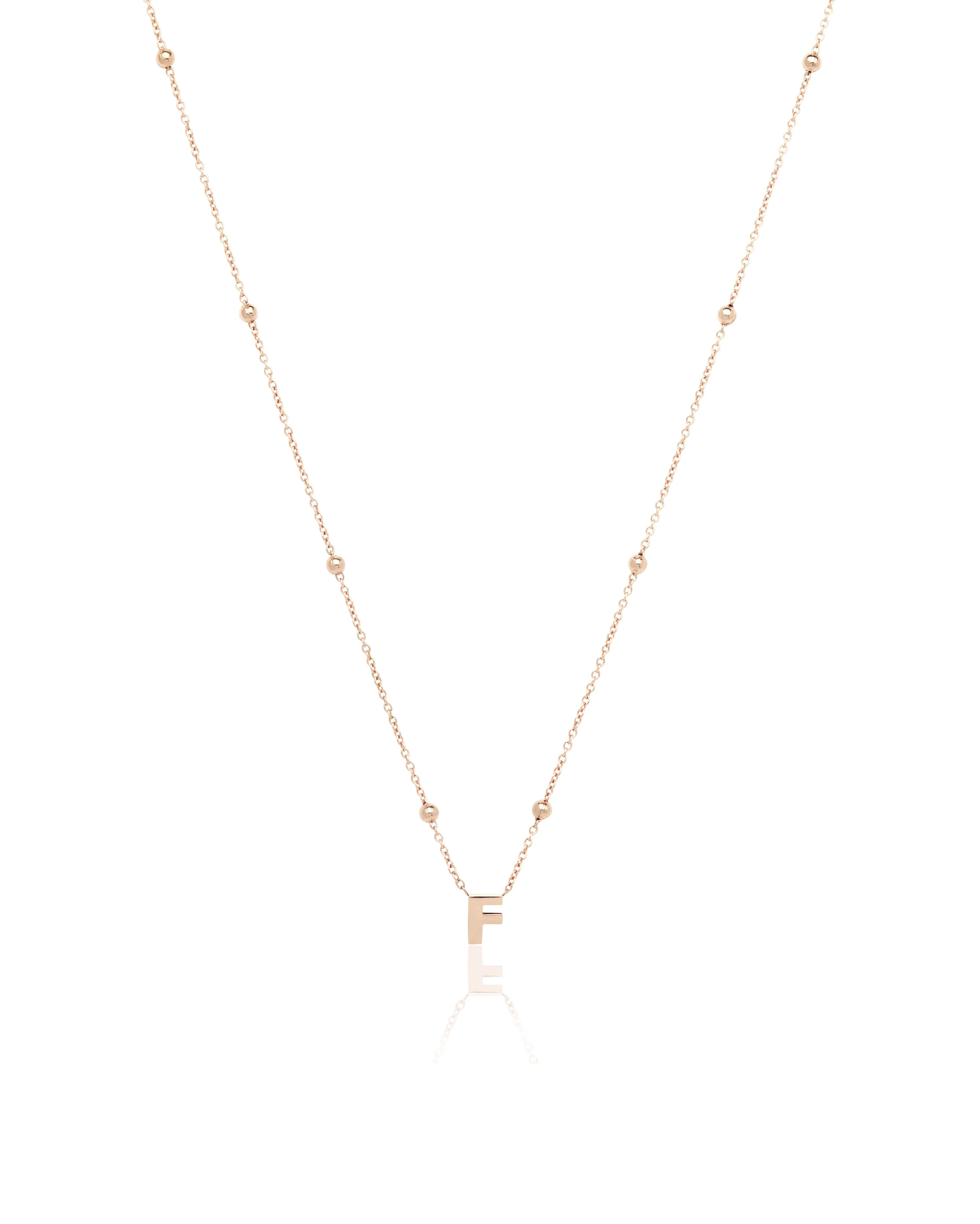 Mini Letter Sphere Chain Necklace (Rose Gold)