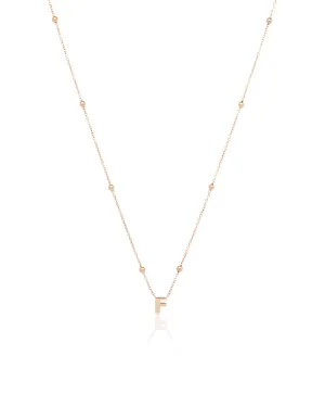 Mini Letter Sphere Chain Necklace (Rose Gold)