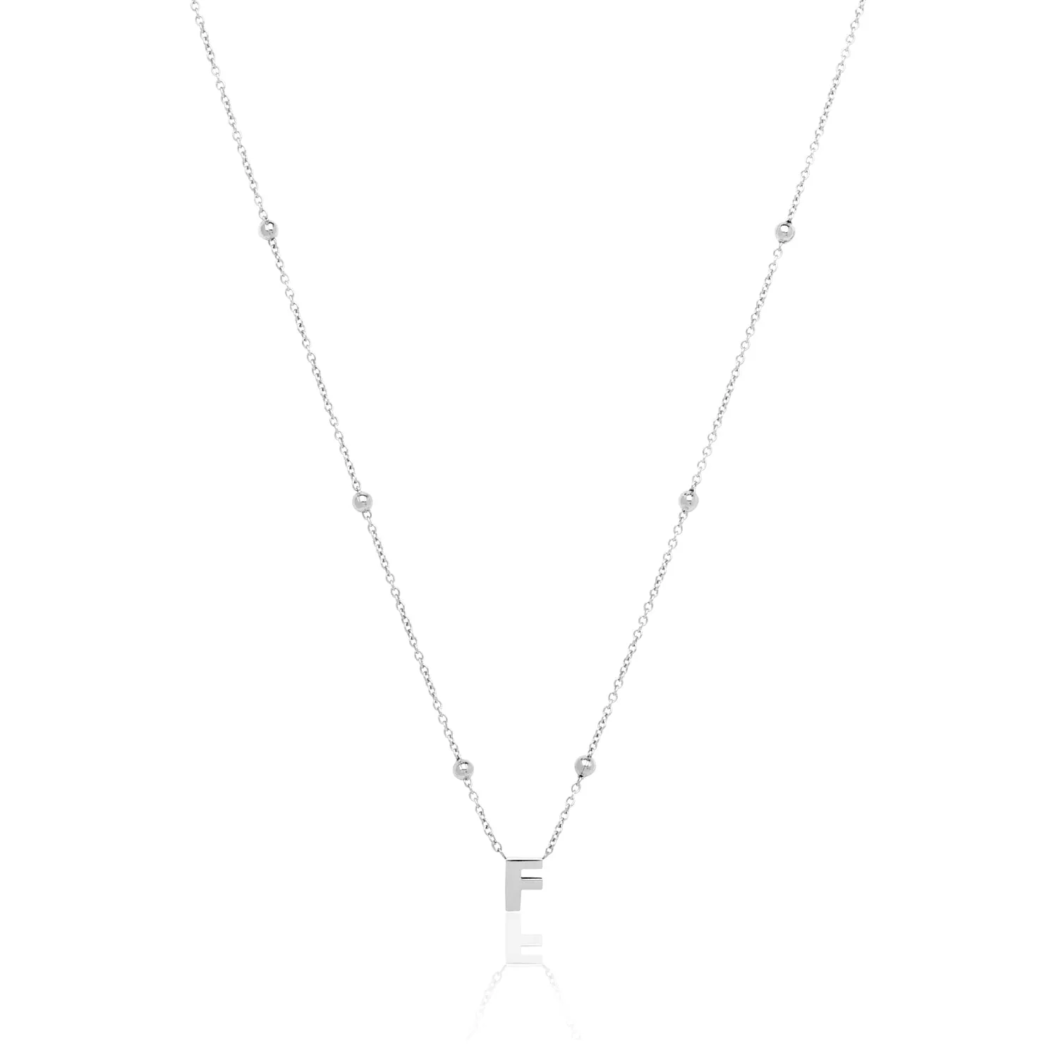 Mini Letter Sphere Chain Necklace (Silver)