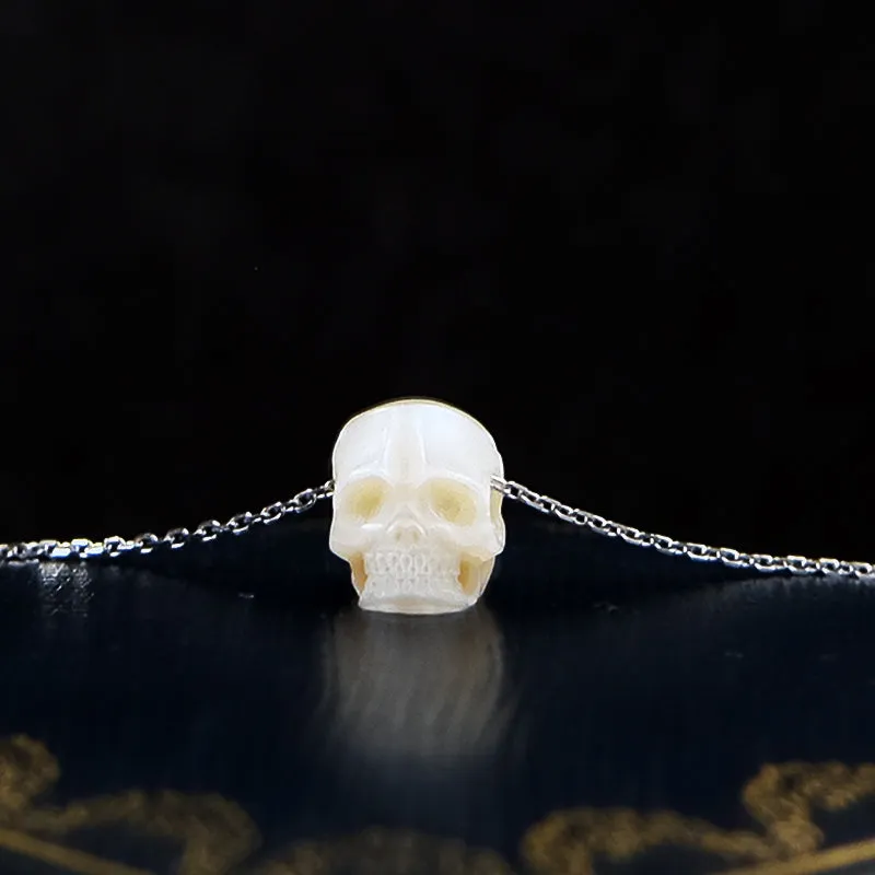 Minimalist Pearl Skull Necklace