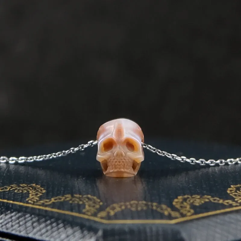 Minimalist Pearl Skull Necklace