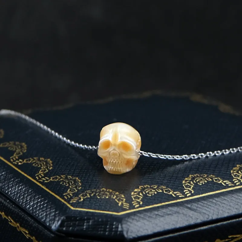 Minimalist Pearl Skull Necklace