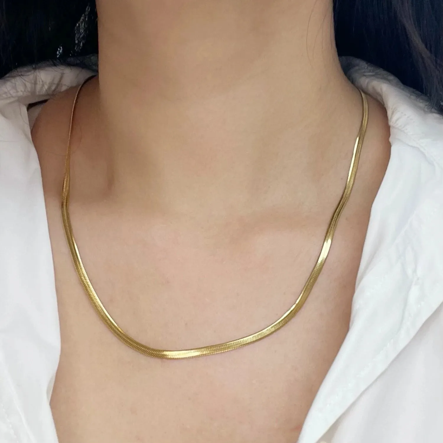Minimalist Unisex Snake Chain Necklace Choker Gold Fashion Jewelry