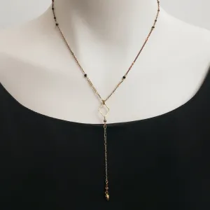 Mixed Chain Delicate Y Drop Necklace - Pyrite